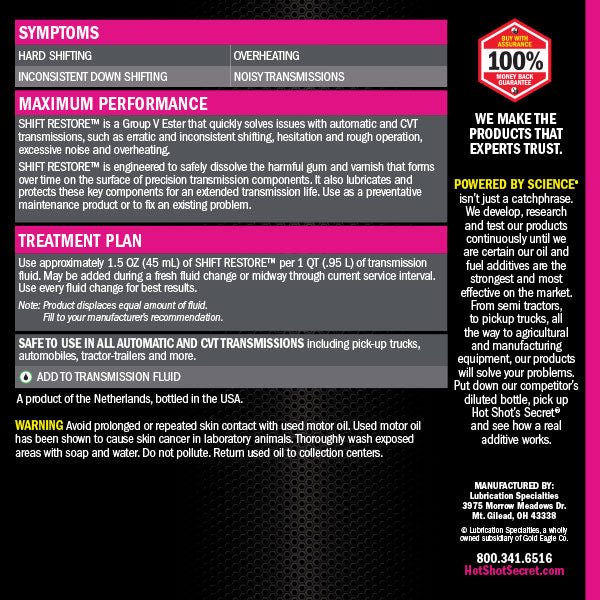 Hot Shot's Secret Shift Restore Automatic Transmission Protectant + Cleaner - Manali Performance